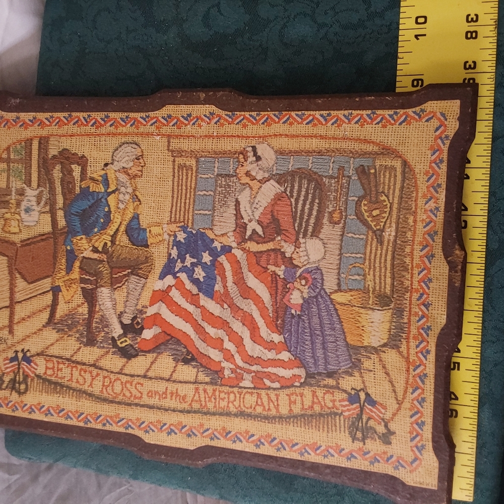 Vintage Wooden Wall Art Betsy Ross American Flag Washington Patriotic - Picture 2 of 5